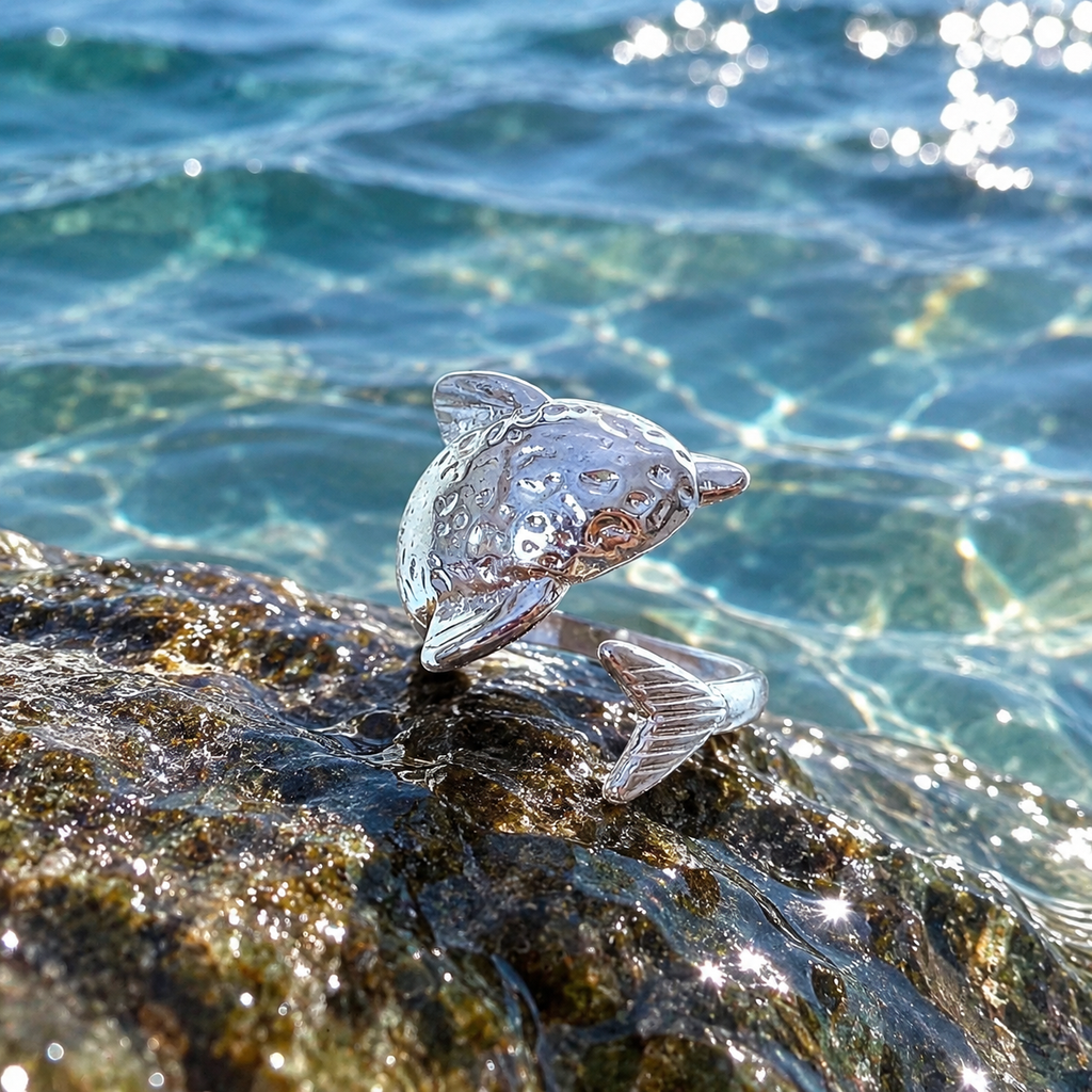 Anillo Delfín - Acero blanco