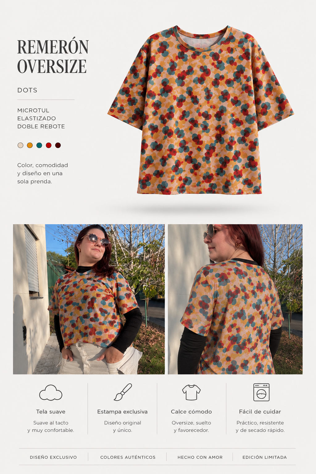 REMERÓN OVERSIZE DOTS · MICROTUL ELASTIZADO DOBLE REBOTE