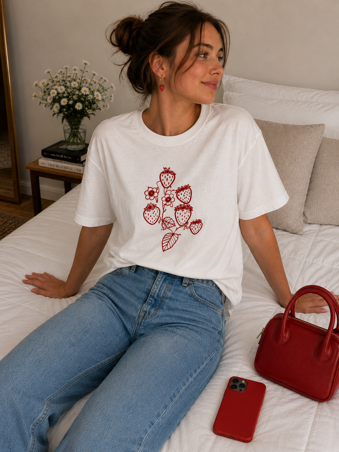 Remera frutillas unilínea