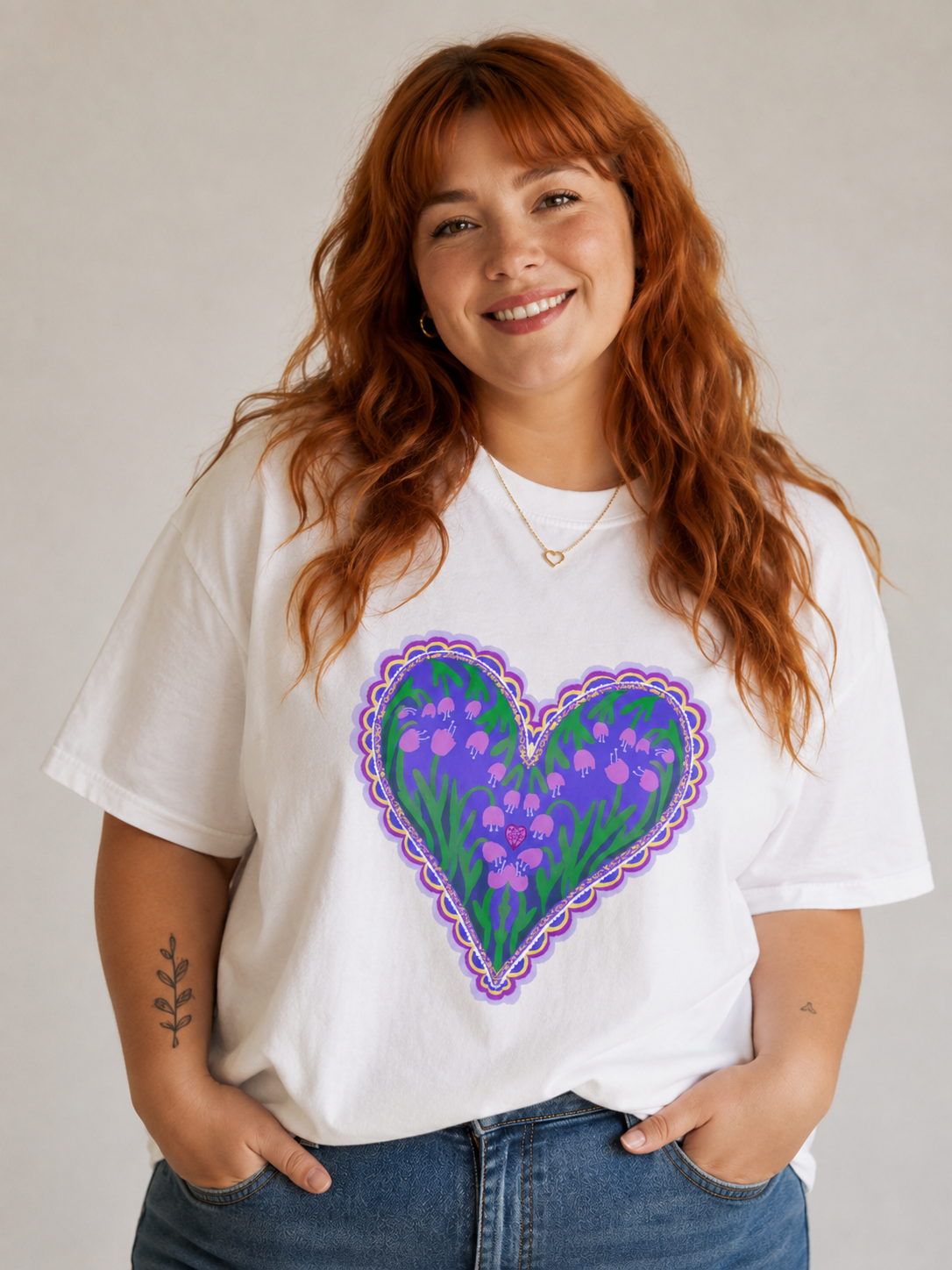 Remera corazón bordado
