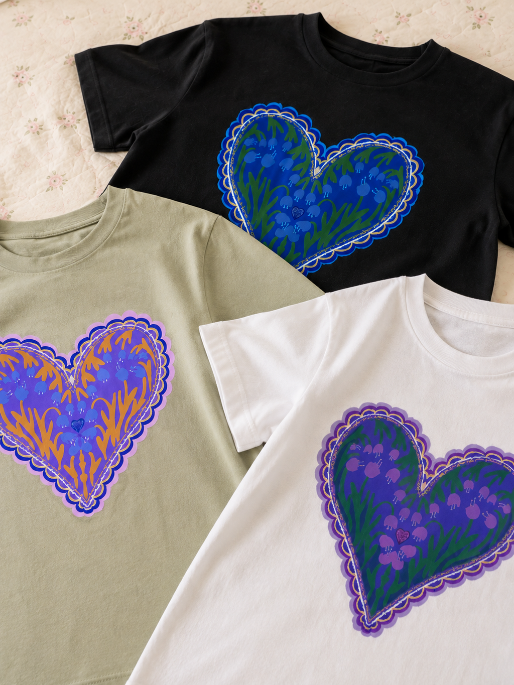 Remera corazón bordado