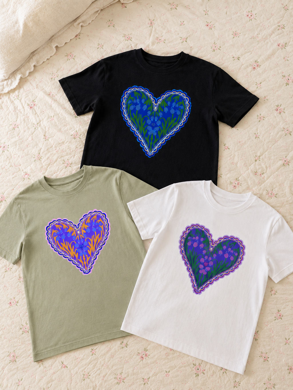 Remera corazón bordado