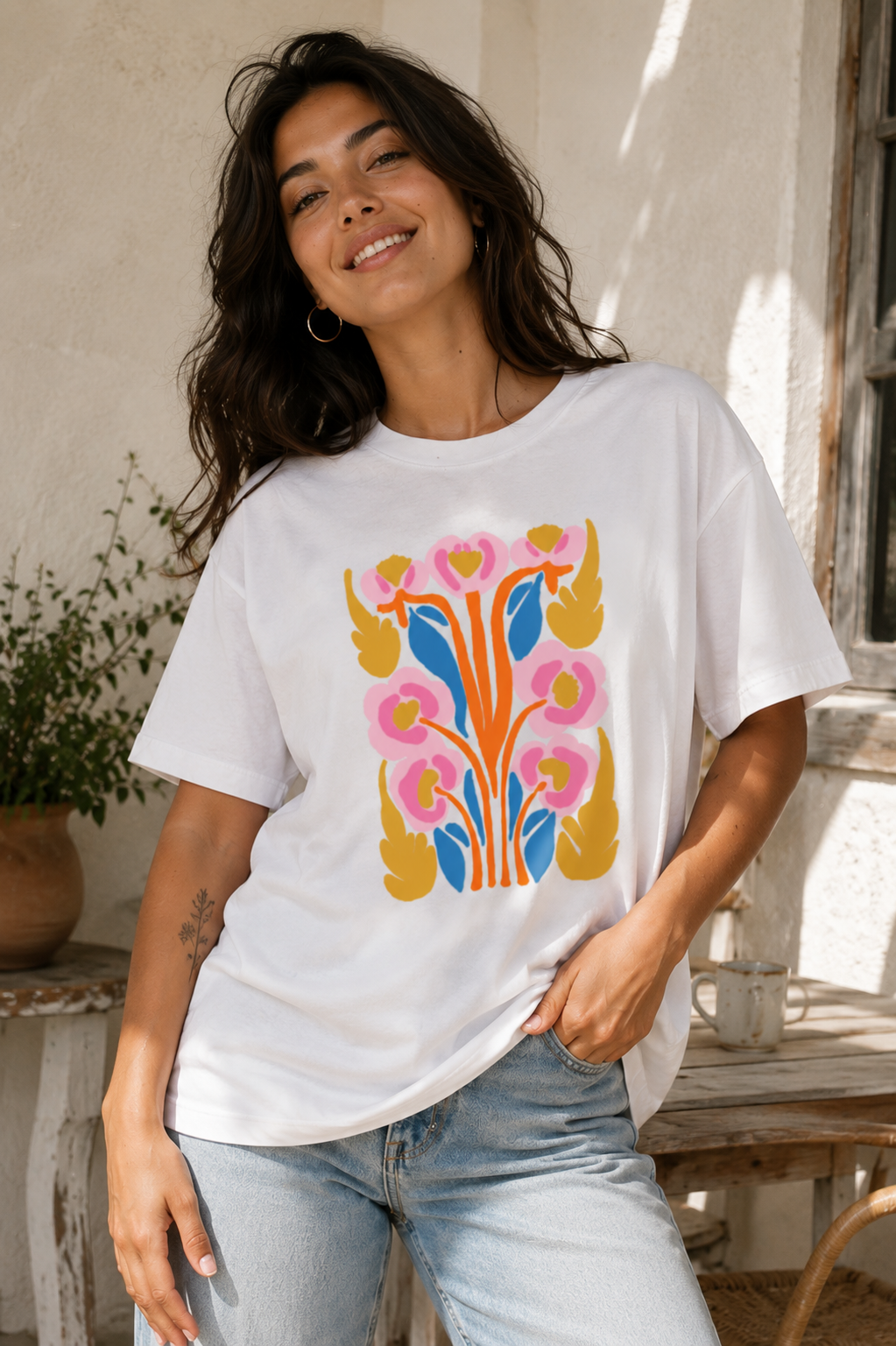 Remera flores NEO