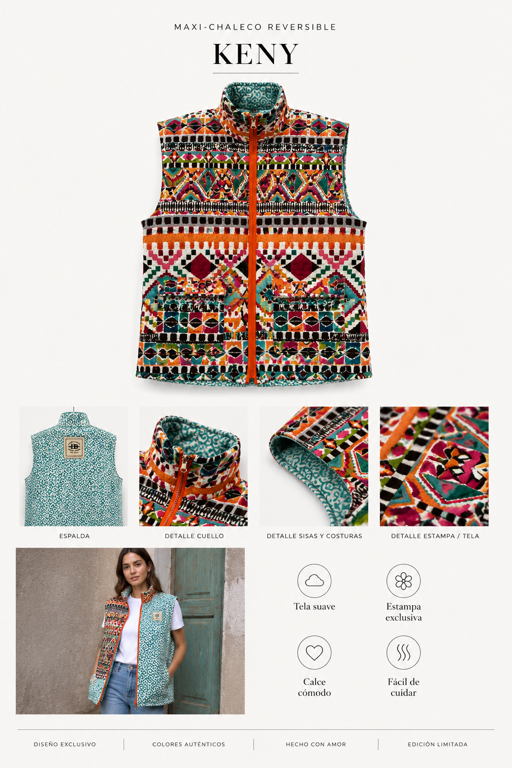 Maxi-chaleco reversible KENY