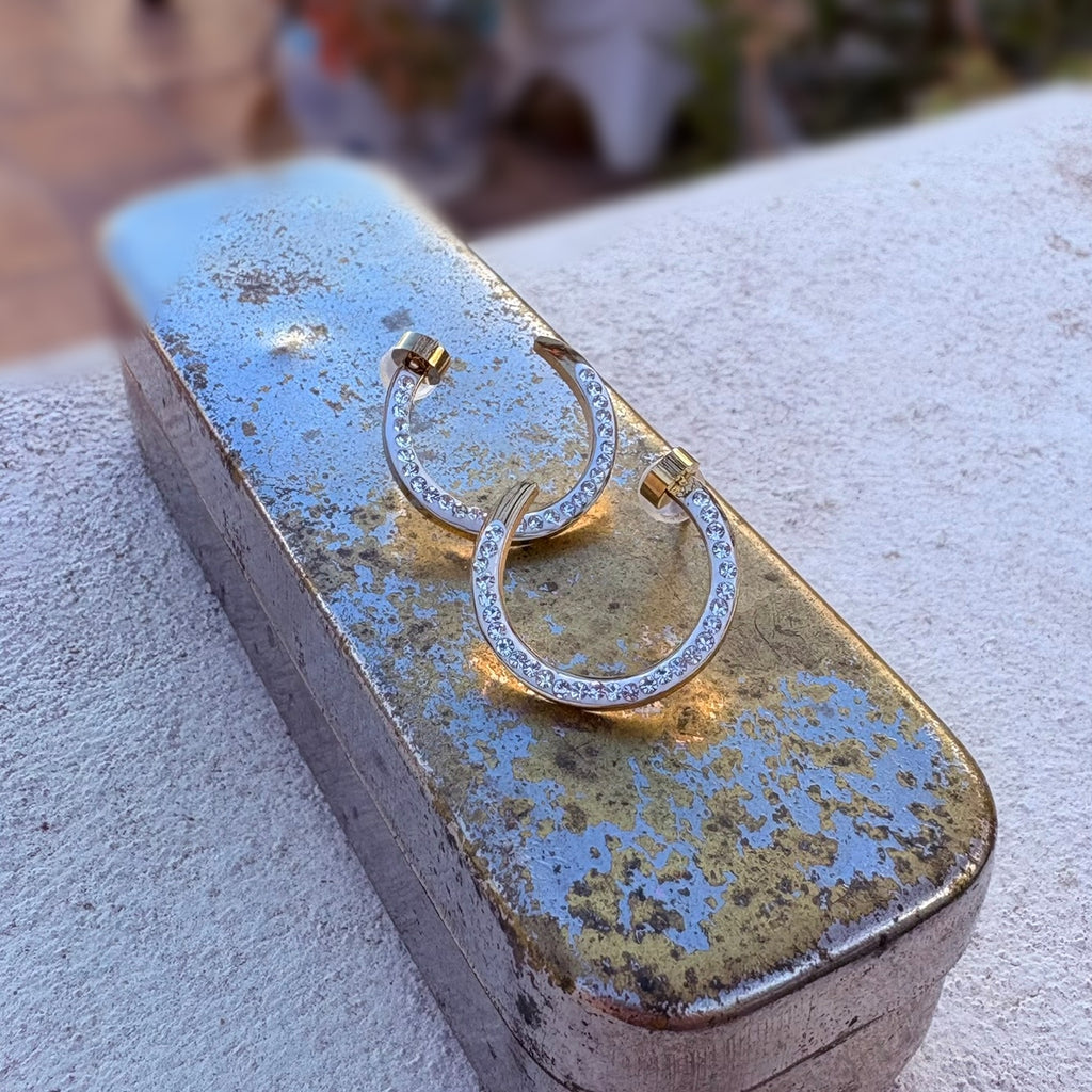 Aros Strass - Acero dorado