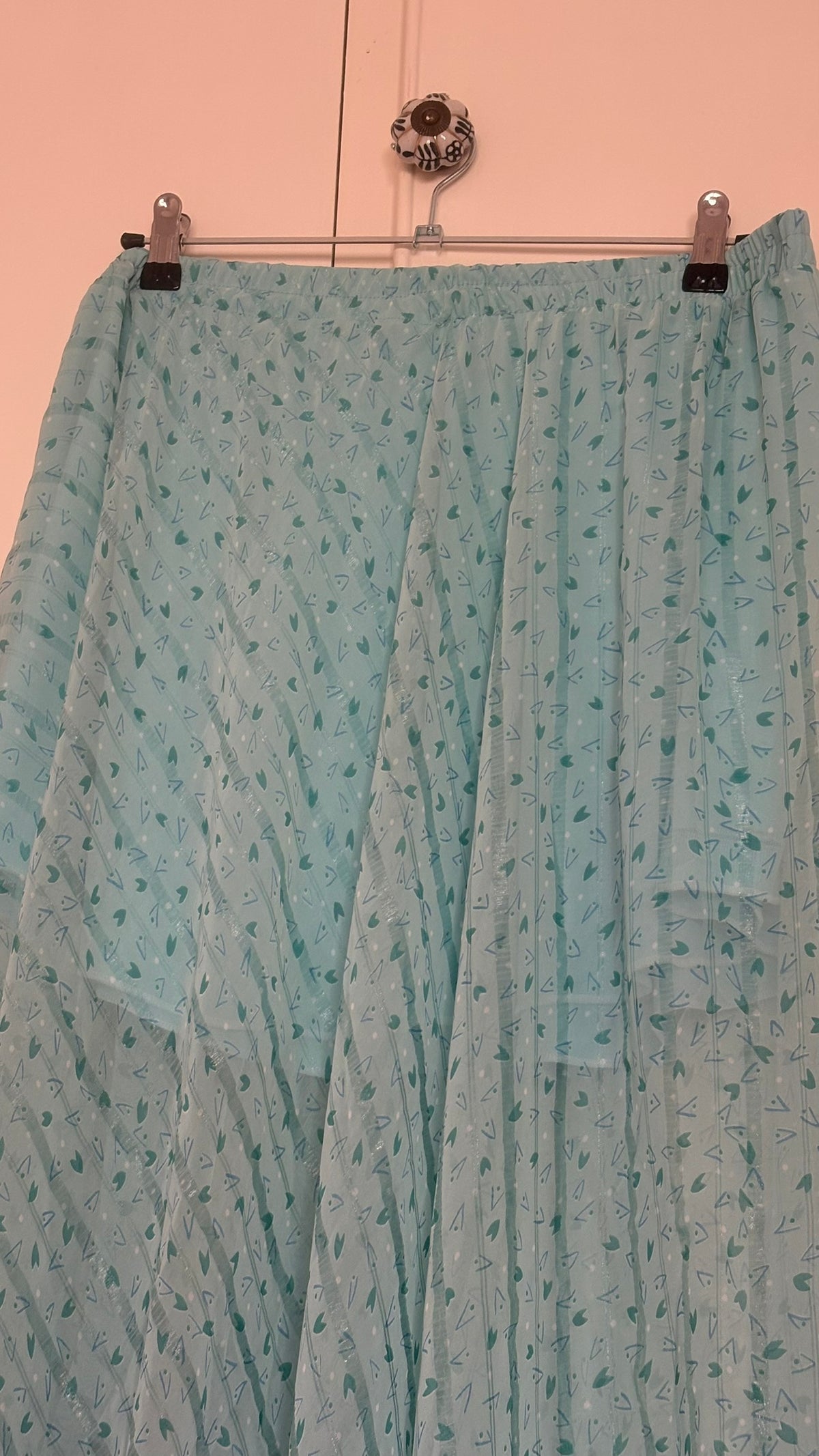 Falda asimétrica turquesa - Gasa de poliéster Vintage 🩵
