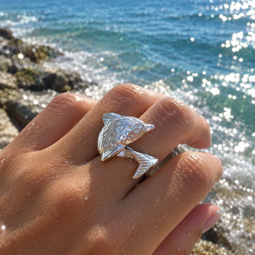 Anillo Delfín - Acero blanco